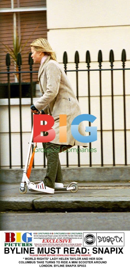 Lady Helen Taylor and son ride mini scooter