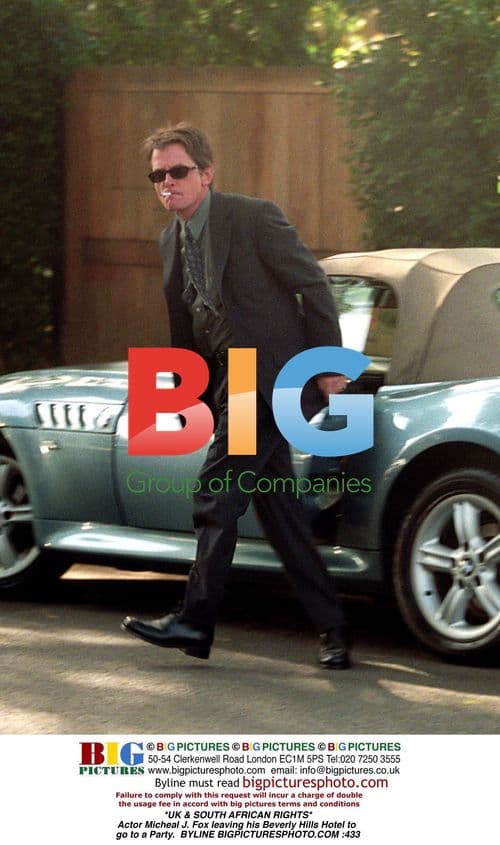 Michael J. Fox leaves Beverly Hills Hotel for party