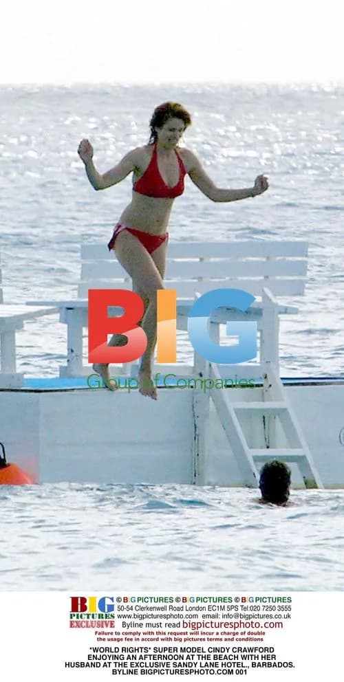 Cindy Crawford at Beach in Barbados