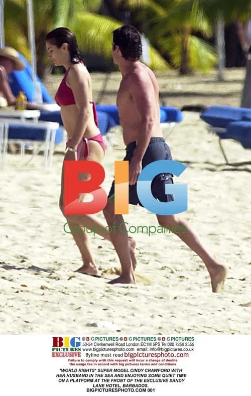 Cindy Crawford and Husband at Sandy Lane Hotel, Barbados