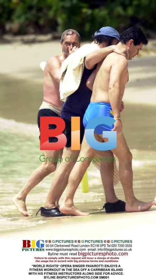 Pavarotti enjoys fitness workout in the Caribbean