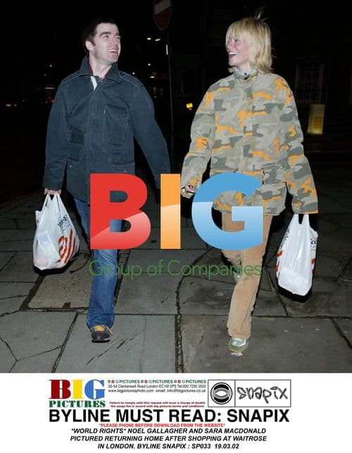 Noel Gallagher and Sara Macdonald Return Home from Waitrose