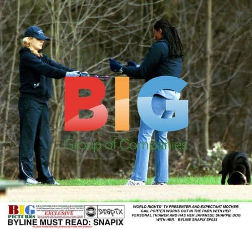 Gail Porter Works Out With Trainer and Dog