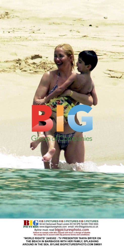 TV Presenter Tanya Bryer on Beach in Barbados