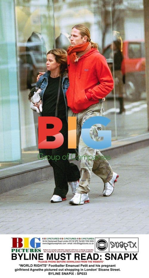 Footballer Emanuel Petit and pregnant girlfriend out shopping