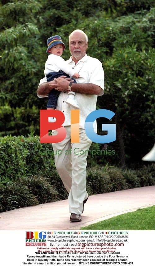 Celine Dion and family outside hotel