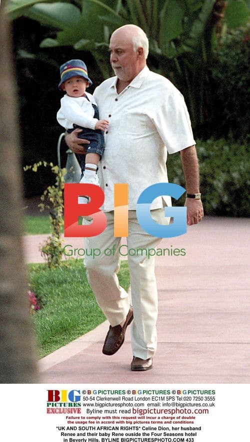 Celine Dion and family outside Four Seasons hotel