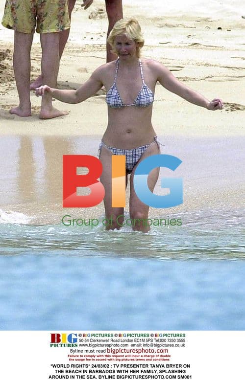 TV Presenter Tanya Bryer on Beach in Barbados