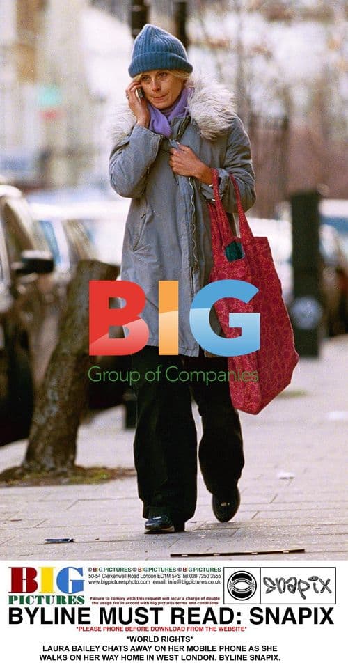 Laura Bailey Chats on Phone in London