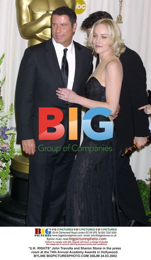 John Travolta and Sharon Stone at 74th Oscars