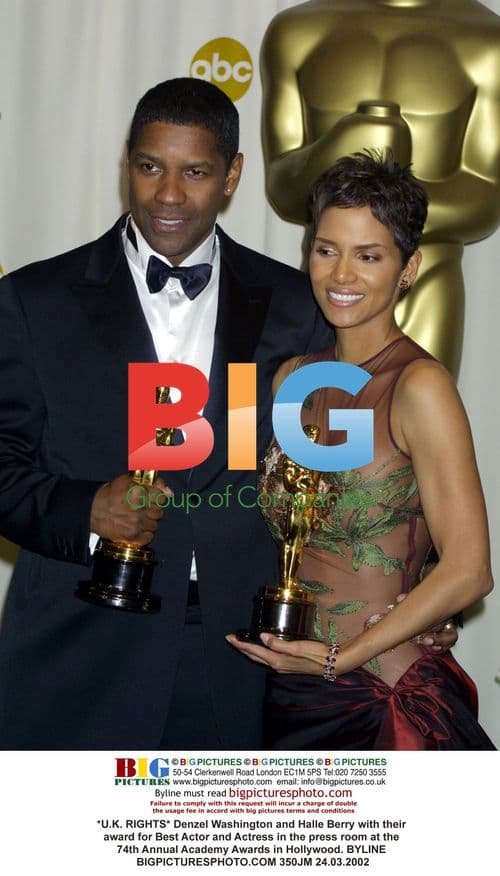 Denzel Washington and Halle Berry at 74th Academy Awards