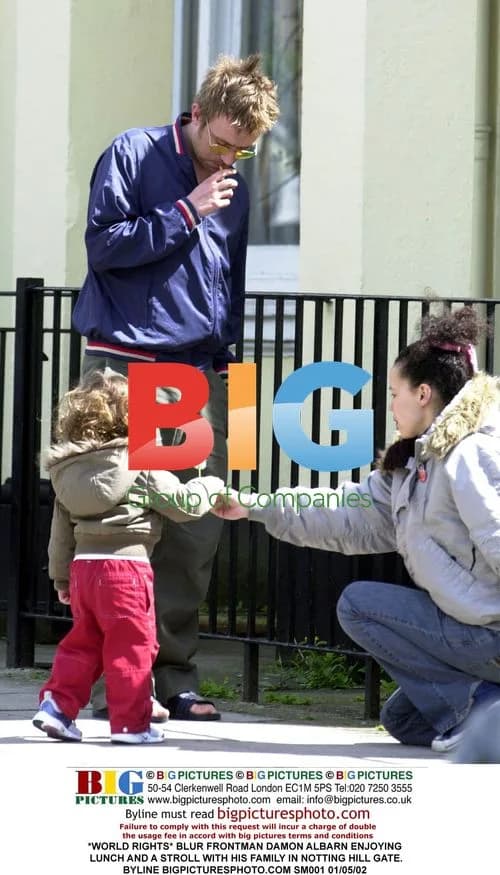 Damon Albarn with family in Notting Hill