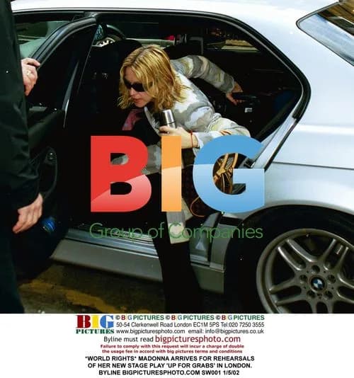 Madonna Arrives for 'Up for Grabs' Rehearsals in London