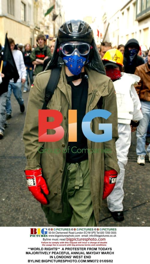 Protester at Annual May Day March in London