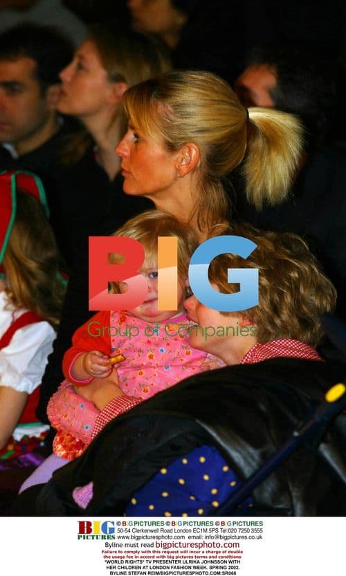 Ulrika Johnsson with children at London Fashion Week