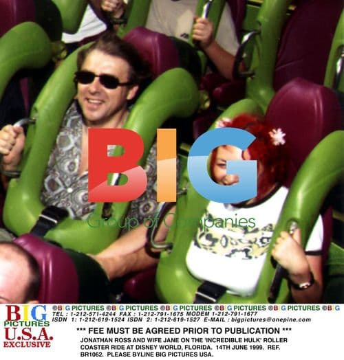 Jonathan Ross and Wife on 'Incredible Hulk' Ride