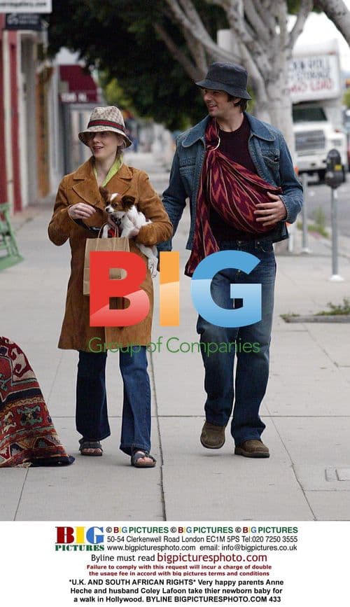 Anne Heche and Coley Lafoon take newborn for walk