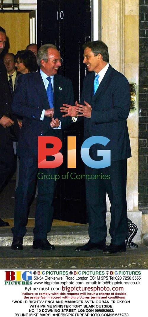 Sven Goran Erickson and Tony Blair at Downing Street