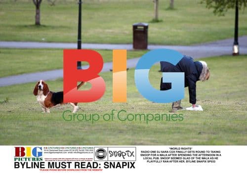 Sara Cox and Snoop on a walk