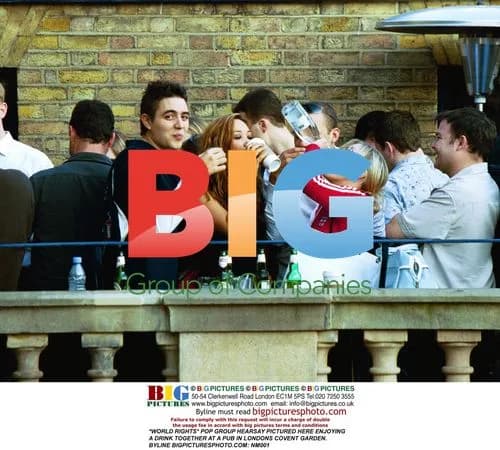 POP GROUP HEARSAY ENJOYS DRINKS IN LONDON