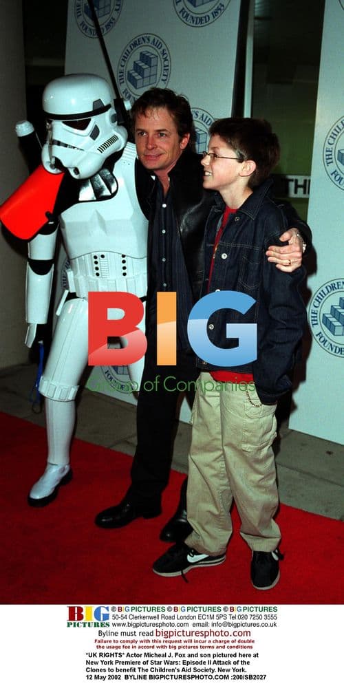 Micheal J. Fox and son at Star Wars premiere