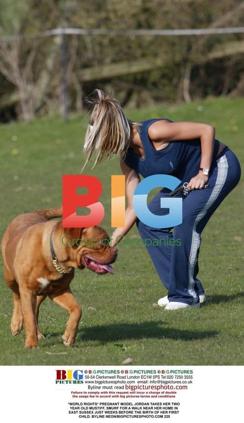 Jordan takes dog walk before birth