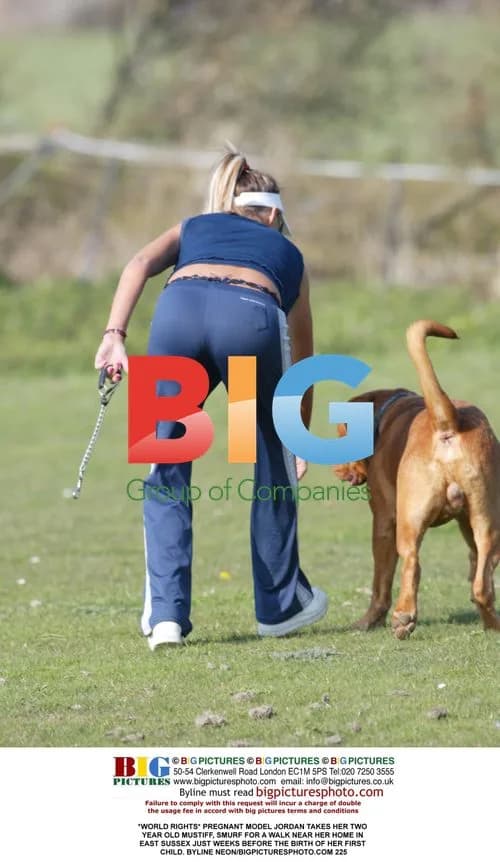 Pregnant Model Jordan Walking Dog