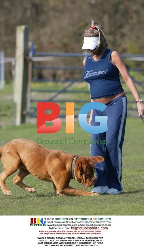 Pregnant Model Jordan Takes Dog for Walk