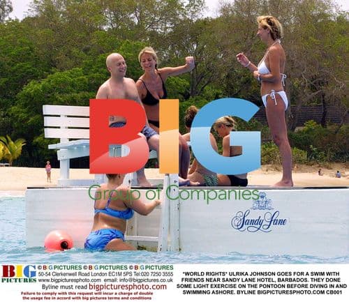 Ulrika Johnson Swims With Friends in Barbados