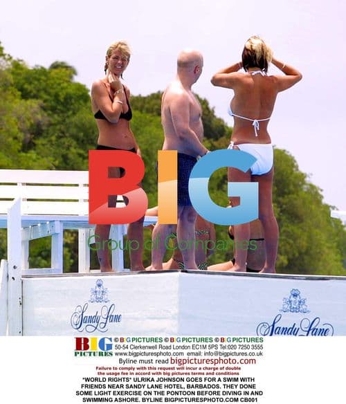 Ulrika Johnson Swims with Friends in Barbados