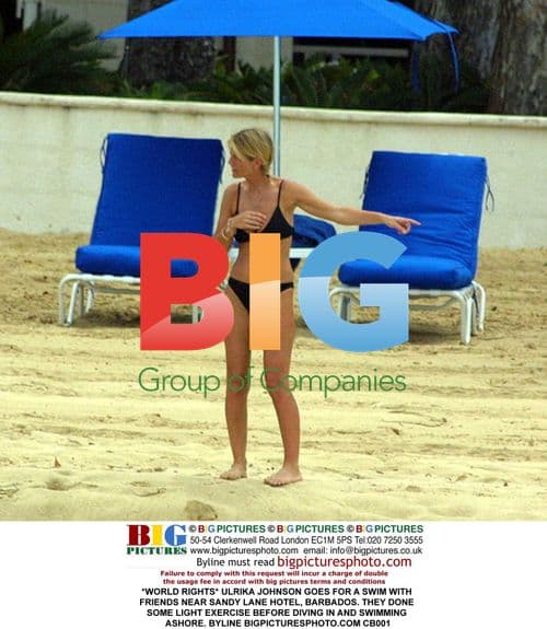 Ulrika Johnson Swims with Friends in Barbados