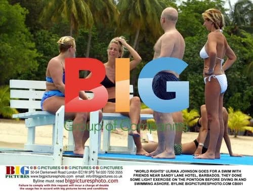 Ulrika Johnson Swims with Friends in Barbados