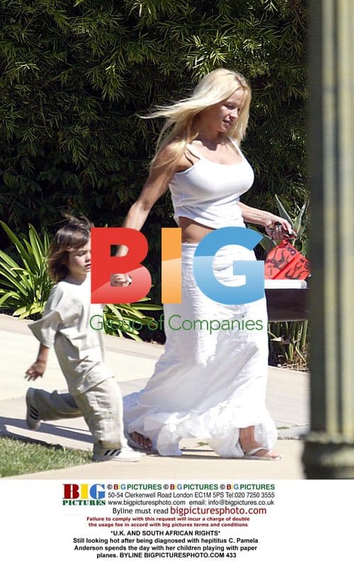 Pamela Anderson relaxes with kids