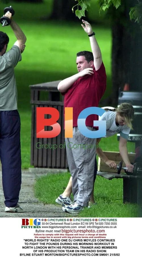 Chris Moyles Working Out in North London