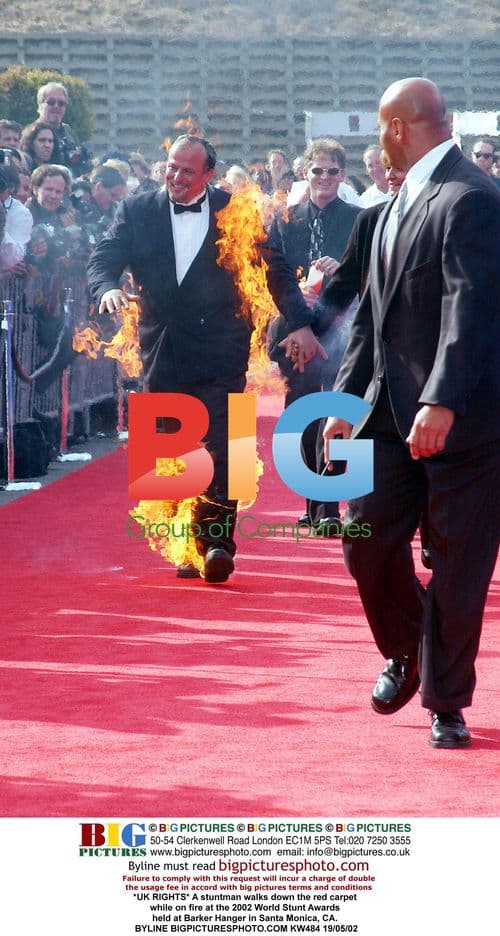 Stuntman Walks Flaming Red Carpet