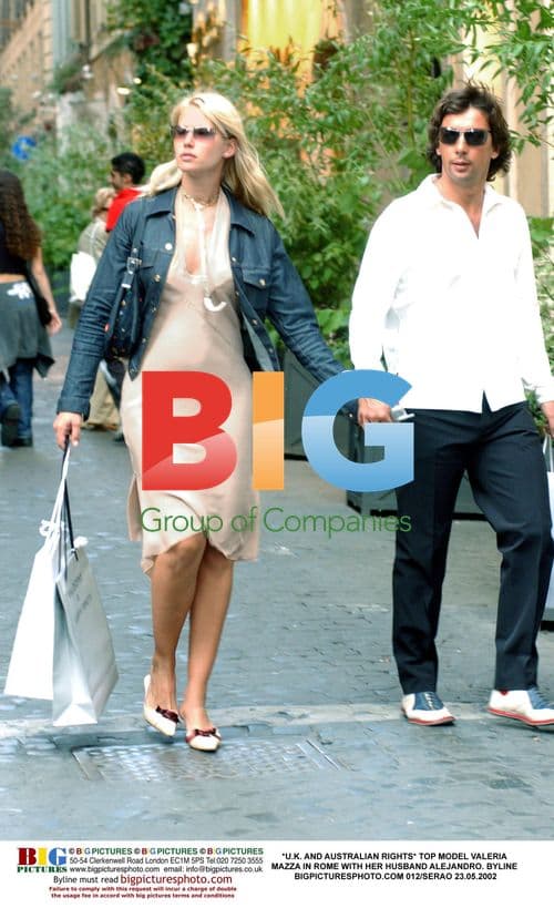 Model Valeria Mazza in Rome with Husband