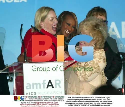 Sharon Stone, Iman and Elizabeth Taylor at amfAR Gala