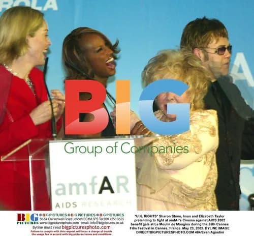 Sharon Stone, Iman, and Elizabeth Taylor Pretend to Fight