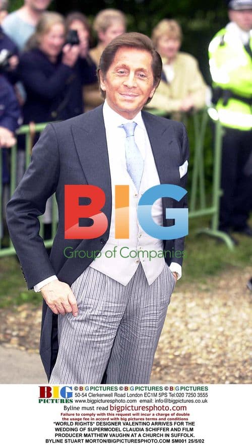 Valentino Arrives for Schiffer-Vaughn Wedding