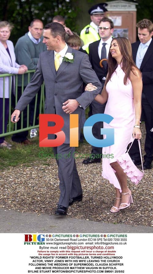Vinny Jones and wife leave Schiffer-Vaughn wedding