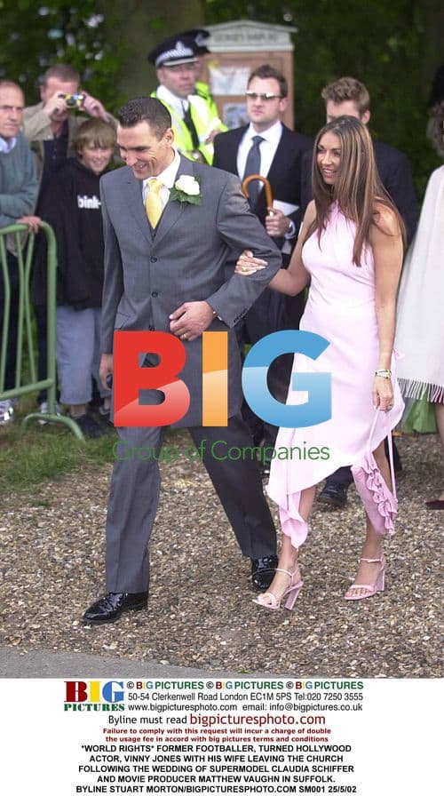 Vinny Jones and wife at Claudia Schiffer's wedding