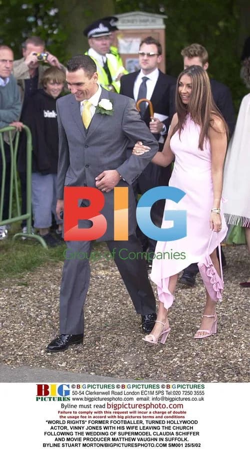 Vinny Jones and wife at Claudia Schiffer's wedding
