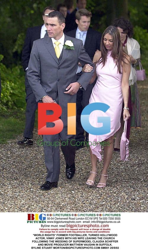 Vinny Jones and wife at Claudia Schiffer\'s wedding