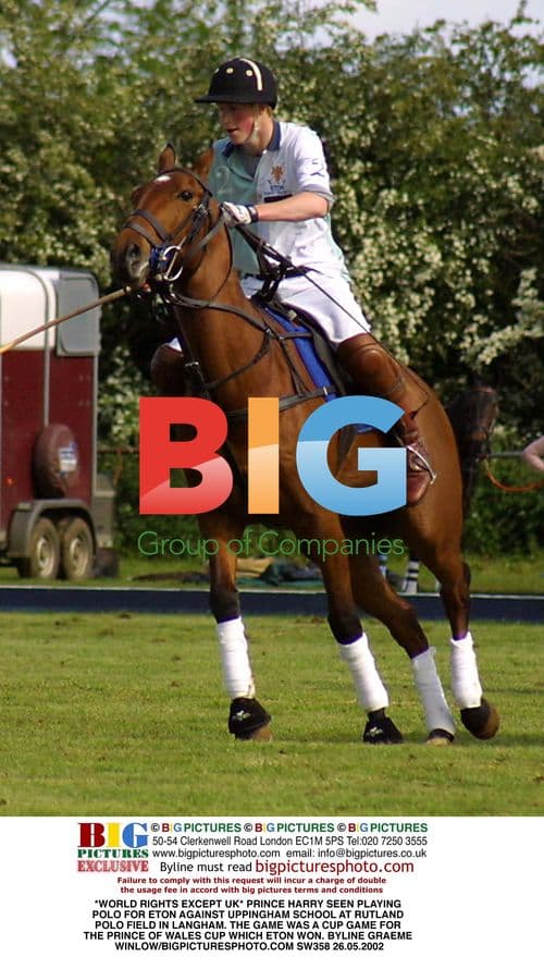 Prince Harry Plays Polo for Eton at Rutland Polo Field