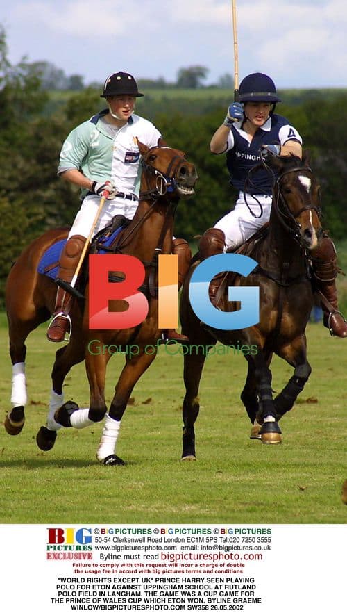 Prince Harry plays polo for Eton vs Uppingham