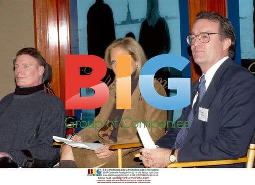 Christopher Reeve, Katie Couric, and Philip Kunhardt at PBS event