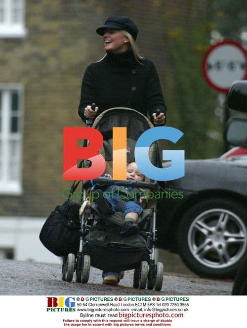Emma Bunton with mother and baby in London