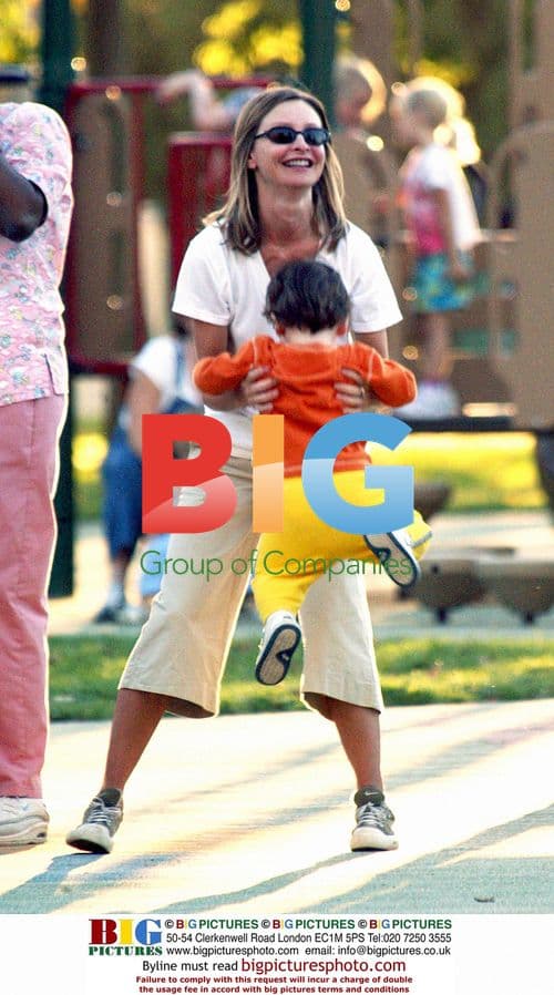 Calista Flockhart and son Liam at Brentwood park