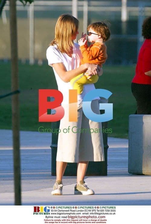 Calista Flockhart and son Liam at park