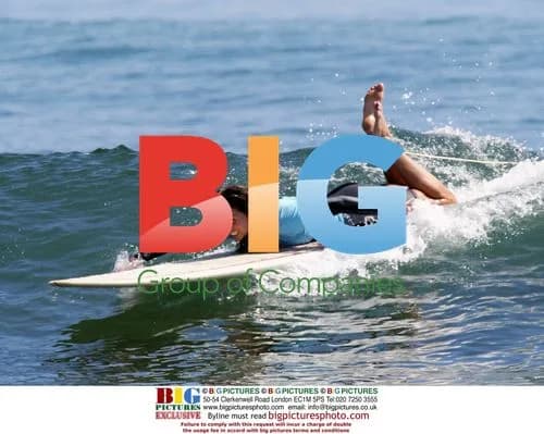 Minnie Driver Surfing in Malibu